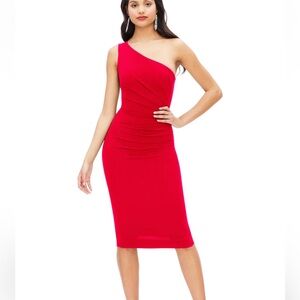 Dress the Population Martine red one shoulder dress size small NEW with tags